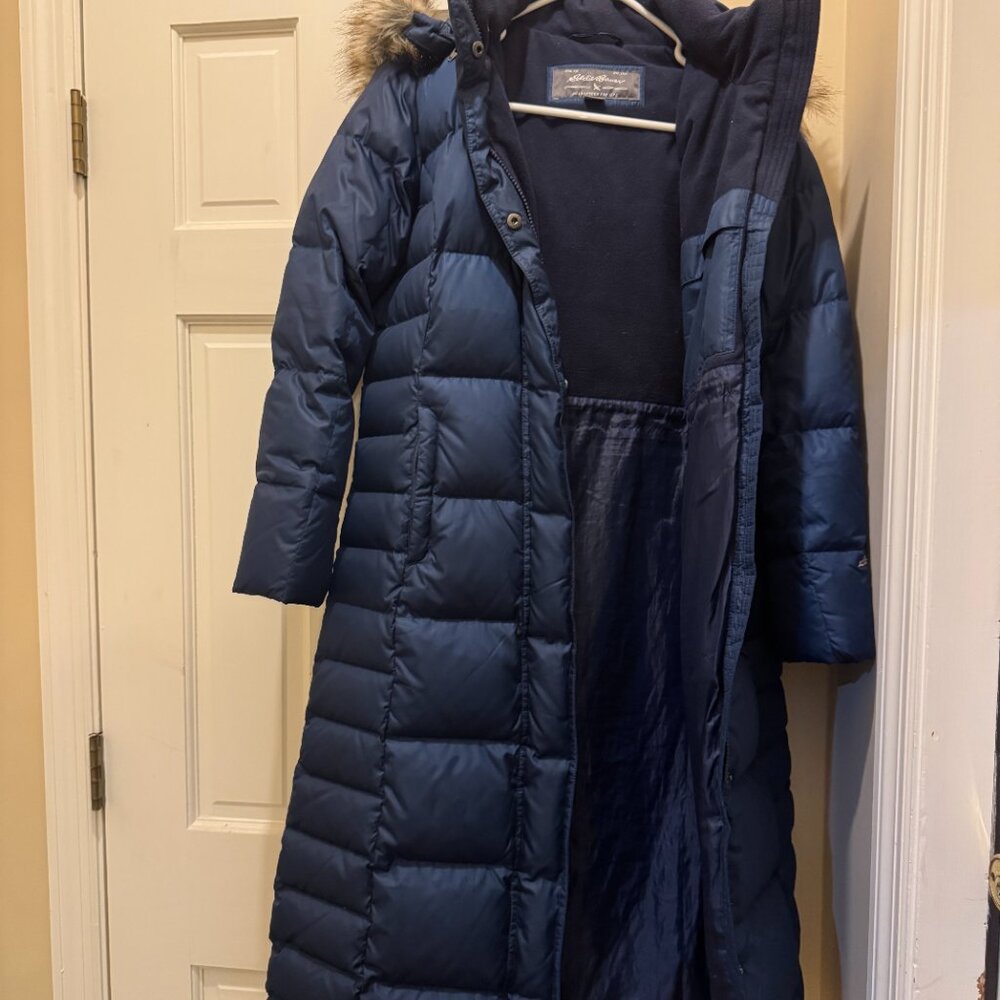 Eddie Bauer Long Down Jacket with Hoodie